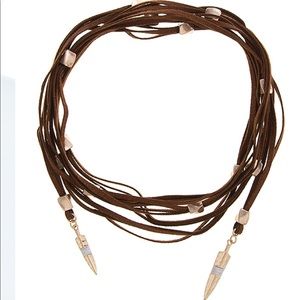 🆕Luxe Choker Brown Vegan Cording Metal Beading